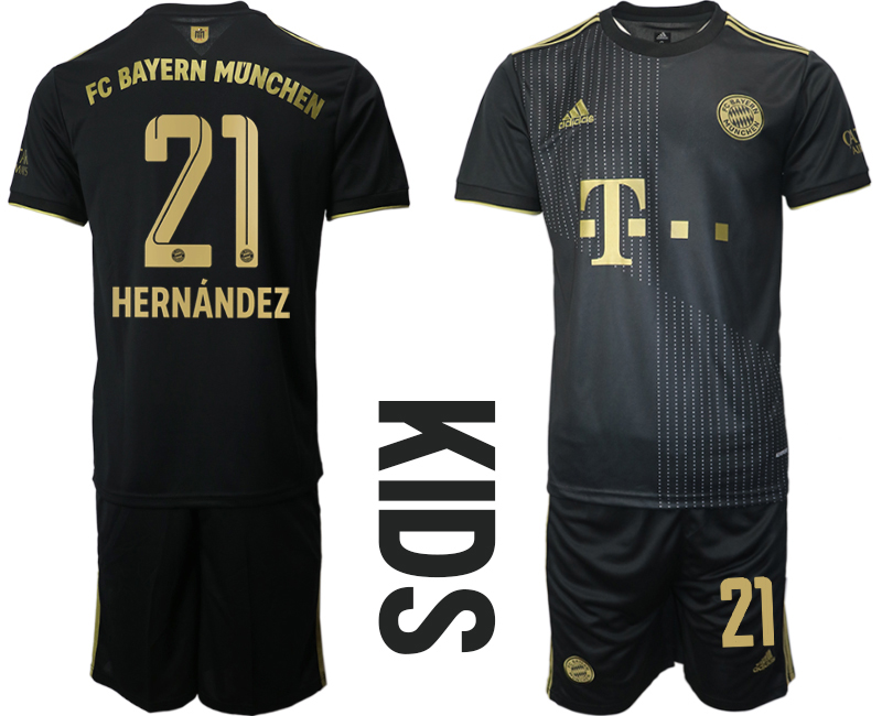 Youth 2021-2022 Club Bayern Munich away black #21 Soccer Jersey